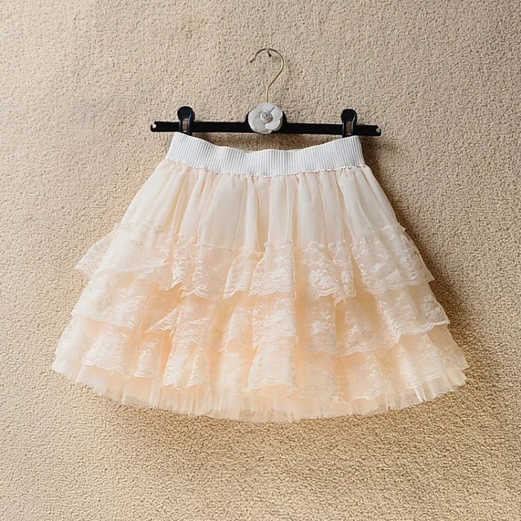 BXOXO Elastic Gothic Ruched Lace Tutu Skirt Women Black Mesh Detail Petticoat Sexy Mini Tulle Skirts Party Club Wear Dancer
