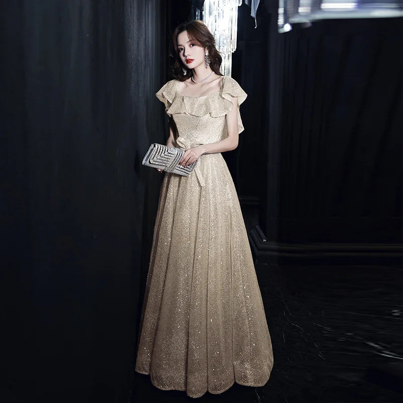 BXOXO Customized Starry Evening Dress Female 2025 New Elegant Banquet Super Fairy Wedding Party Vestidos Celebrity Silver Long Slim Pr