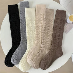 BXOXO Retro Women Stockings High Quality Japanese Style New Solid Color Knee High Socks For Women Korean Style Warm Casual Long Socks