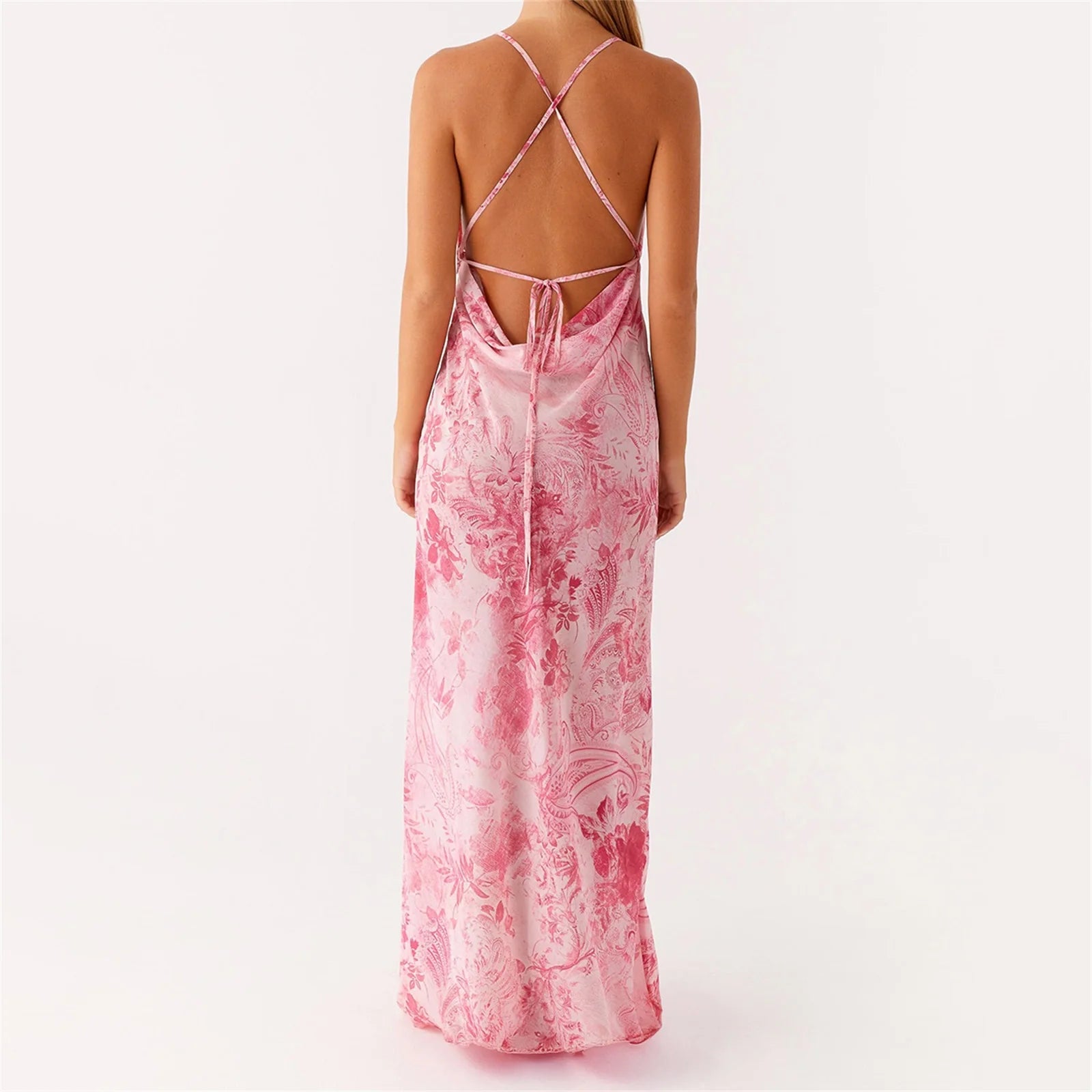 BXOXO Womens Summer Sexy Spaghetti Strap Maxi Dresses Floral Bodycon Long Dress Sleeveless Backless Vacation Sundress