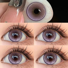 BXOXO 2Pcs New Colored Contact Lenses with Prescription Myopia Degree 0.00- 8.00 Grey Purple  Lens Eye Beauty Pupil Soft Lens