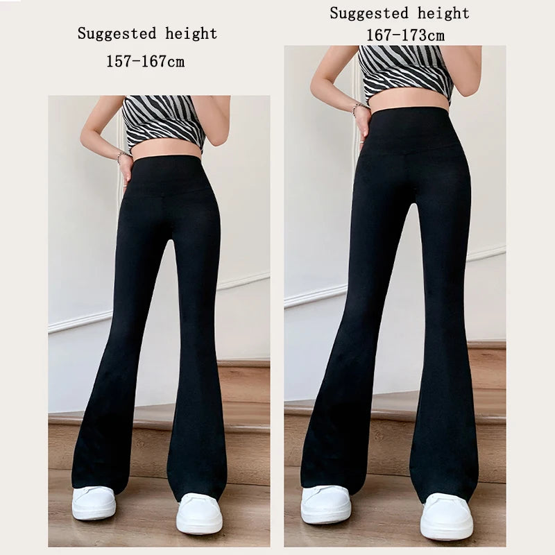 BXOXO Women Flare Pants Slim High Waist Solid Sexy Shark Flare Pants Fashion Casual Streetwear Elastic Butt Lift Skinny Leggings