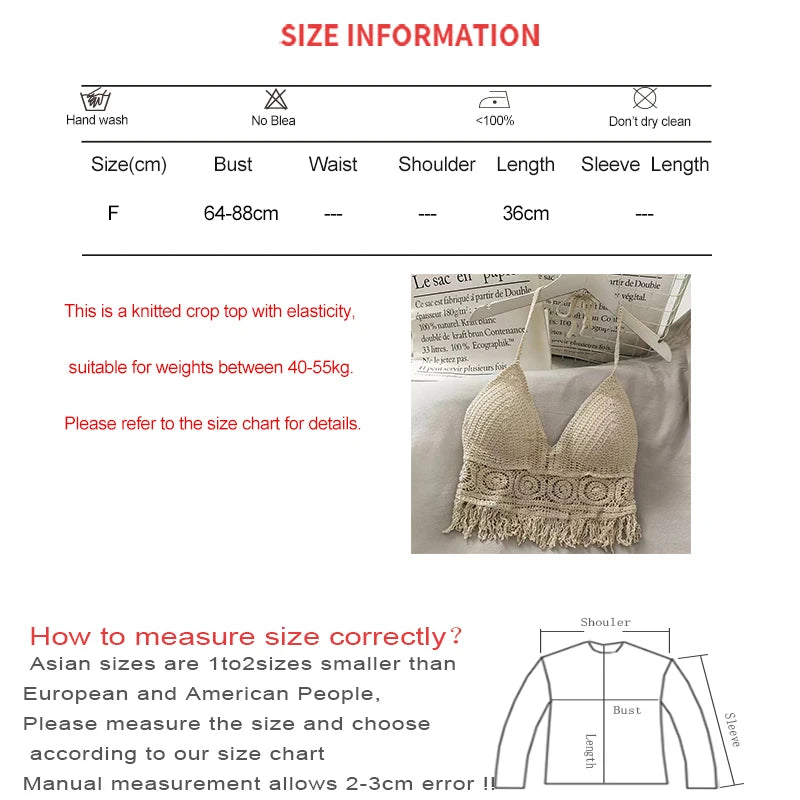 BXOXO Women Knit Halter Sexy Crop Top Lace Up Hollow Out Tassel Tank Top With Bra Spaghetti Strap Camis Beach Top Spring Summer