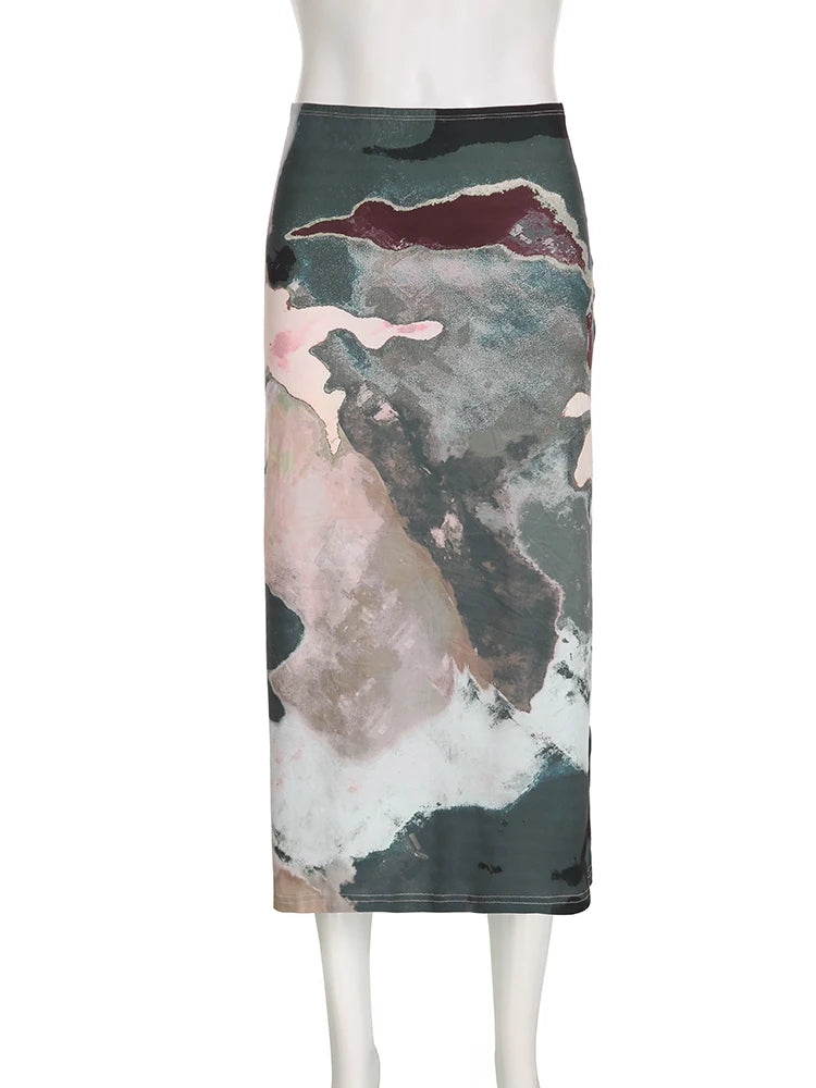 BXOXO New Stylish Vintage Satin Women'S Long Skirt y2k Aesthetic Harajuku Straight Skirts Korean Fashion Clothes Summer