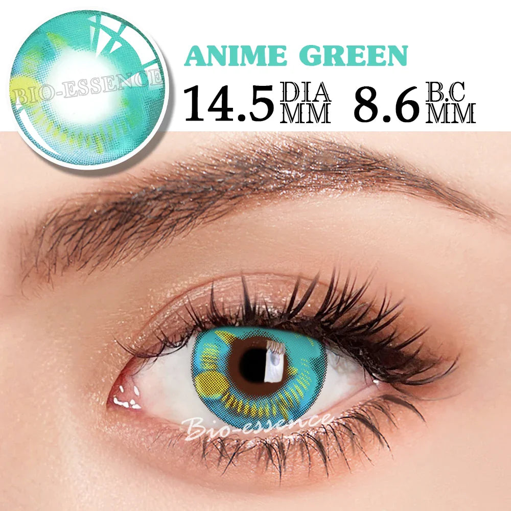 BXOXO Green Lenses 1 Pair Colored Contact Lenses for Eyes Anime Accessories Anime Lenses Cosplay Lenses Halloween