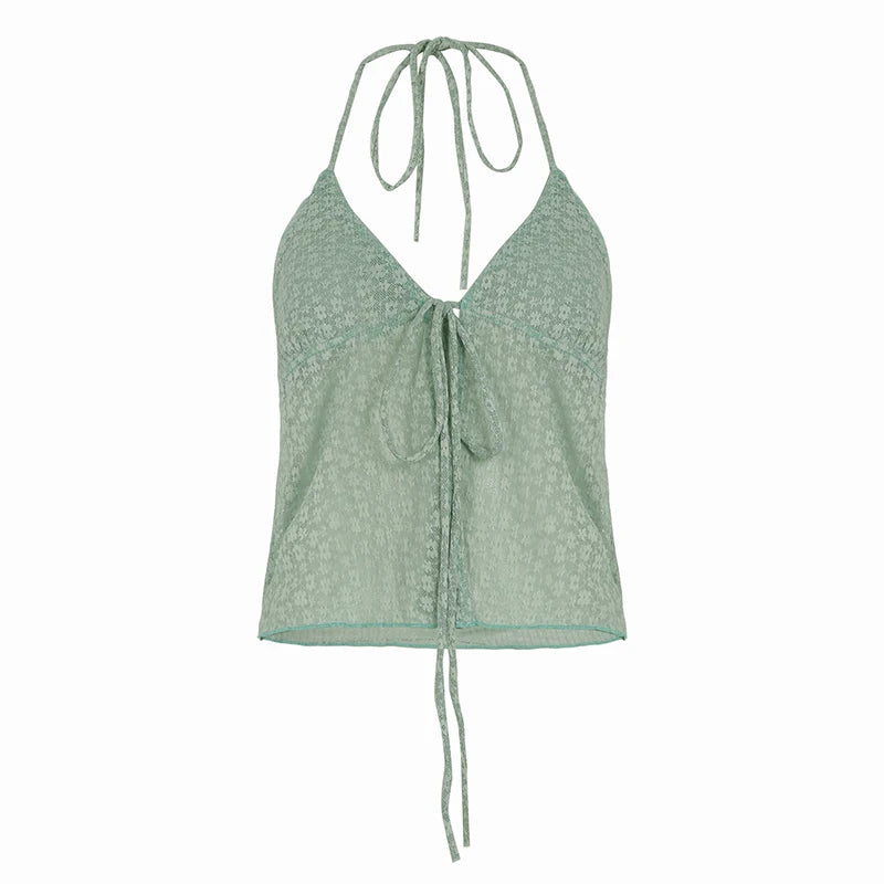 BXOXO Sexy Holiday Style Women Lace Halter Tops Sleeveless Simple Chic Fashion Hotsweet Summer New Blouses