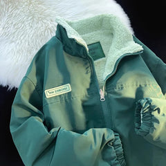 Bxoxo Double Sided Wear Lamb Warm Coat Women Y2K Autumn Winter Plus Velvet Thick Lapel Jacket Bf Fashion Streetwear All Match Outwear