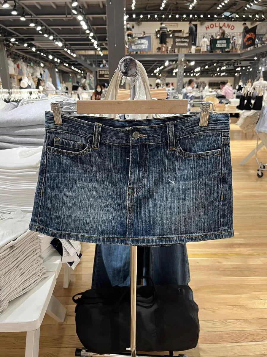 BXOXO American Vintage Denim Mini Skirts Women Summer Fashion High Waist Straigth Short Faldas Casual Fashion Streetwear Cotton Skirt