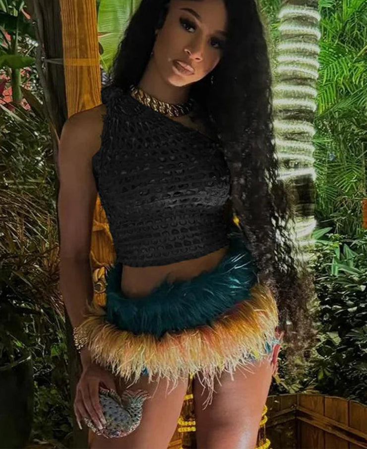 BXOXO Summer Women Sexy Golden Scales Tanks Girl Single Shoulder Bling All-match Party Club Crop Tops Miss Solid Vest