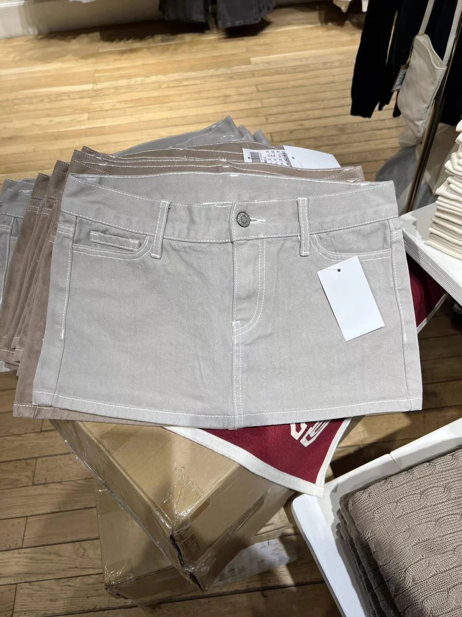 BXOXO American Vintage Denim Mini Skirts Women Summer Fashion High Waist Straigth Short Faldas Casual Fashion Streetwear Cotton Skirt