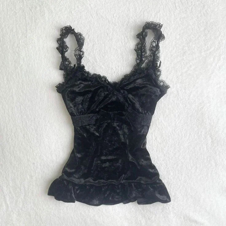 BXOXO Y2k Summer New Solid Sling Tops Kawaii Lace Bow Inside A Sling Vest 90s Aesthetics Crop Top Women Pink Tank Top Fashion Punk Top