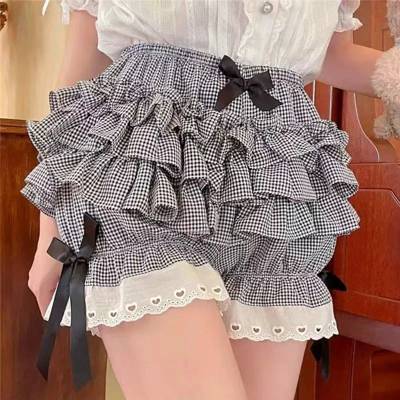 Bxoxo Y2K Sweet Lolita Tutu Skirts Women Japanese High Waist Kawaii Preppy Patchwork Dance Skirts Summer Cute with Bow Mini Cake Skirt