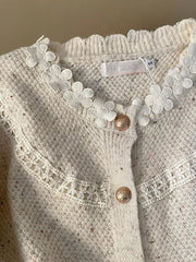 Bxoxo Floral Elegant Cardigan Women Vintage Sweet Long Sleeve Knitted Sweater French Retro Casual O Neck Design Fall Ins Tops Coats