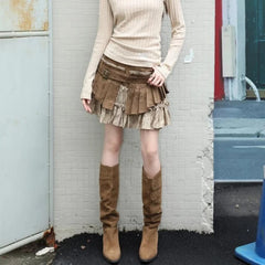 BXOXO New wasteland style street fashion ins retro old heavy industry depressed two-piece pleated women skirt goth skirt