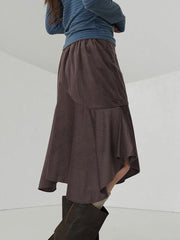 Bxoxo Vintage Straight Skirt Women Irregular High Waist Y2K Retro Casual Streetwear Knee-Length Midi Skirts Harajuku Korean