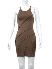 BXOXO Sexy Wrap Chest Wave Line Slim Bodycon Mini Dress Women Sleeveless Solid Color Skinny Evening Dress Club Party Vestidos