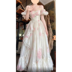 BXOXO Draping Effect off-Shoulder Dress for Women Seaside Vacation Style Super Fairy Women's Skirt