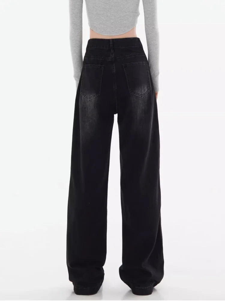 Bxoxo New Black High Waist JeansY2K Harajuku Streetwear Baggy Jeans Hip-hop Women Pants Autumn Straight Wide Leg Trousers Women