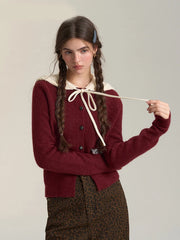 Bxoxo Vintage Streetwear Hooded Cardigan Women Long Sleeve Hollow Out Patchwork Knitted Sweaters American Retro Lace Up Lace Tops