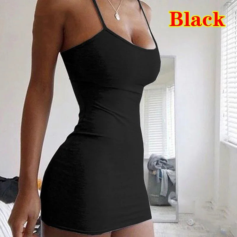 BXOXO Summer Street Bodycon Dress Sexy Short Dress Nightclub Dress for Women Tight-Fitting Wrap Hip Over-The-Knee Sleeveless Dresses