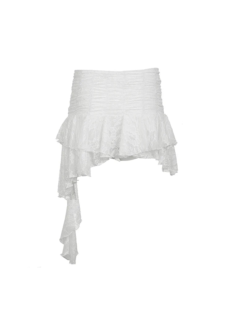 Bxoxo Asymmetrical Hem Lining Boho Vacation Lace Skirt Women