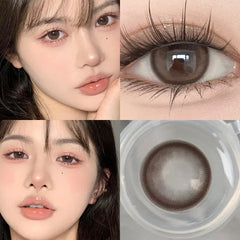BXOXO 1Pair Myopia Colour Contacts Lenses Circular Natural Gray Blue Eye Lenses Beauty Pupil Black Eyes