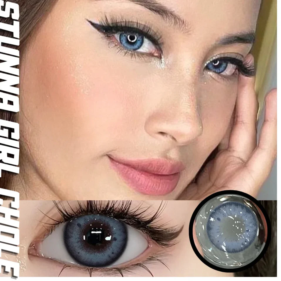 BXOXO 1 Pair Colorcon Colored Contact Lenses with Degree Myopia Lenses Blue Eye Lenses Green Lenses Natural Eye Lenses