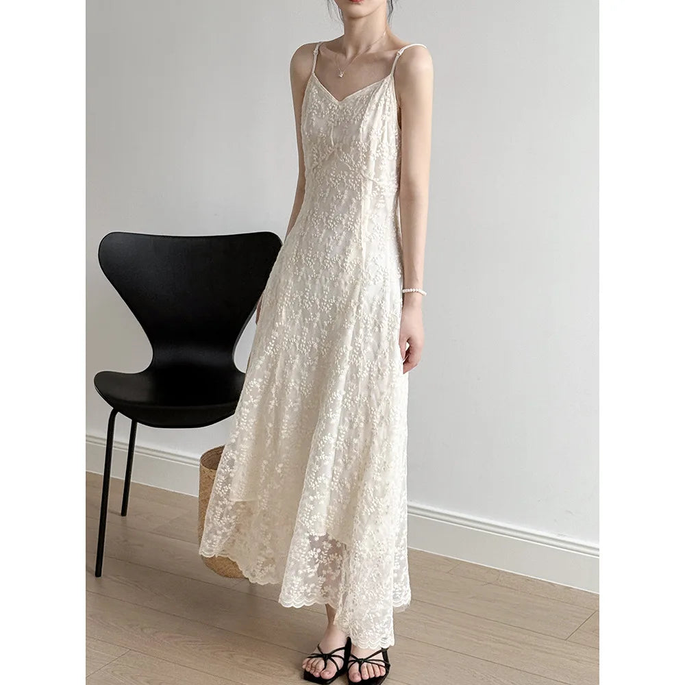 BXOXO New women's suspender dress French lace high-end temperament heavy industry embroidery [1-YS]