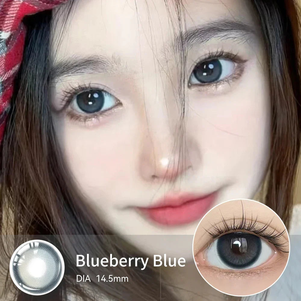 BXOXO -1 Pair Yearly Use Blue Natural Contact Lenses for Eyes Beauty Color Spectacle Lens Comestic Pupil Color Lens Eyes 14.5mm
