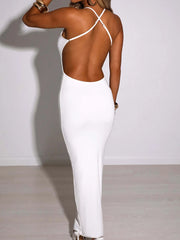 BXOXO Sexy Deep V Low-cut Cross Bandage Long Maxi Dress Women Sleeveless Backless Skinny Bodycon Dress Elegant Club Party Vestidos