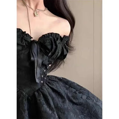 BXOXO Gothic Black Mini Dress Women Vintage Sexy Spaghetti Strap High Waist es 90s Egirl Punk Grunge Slim Party Club