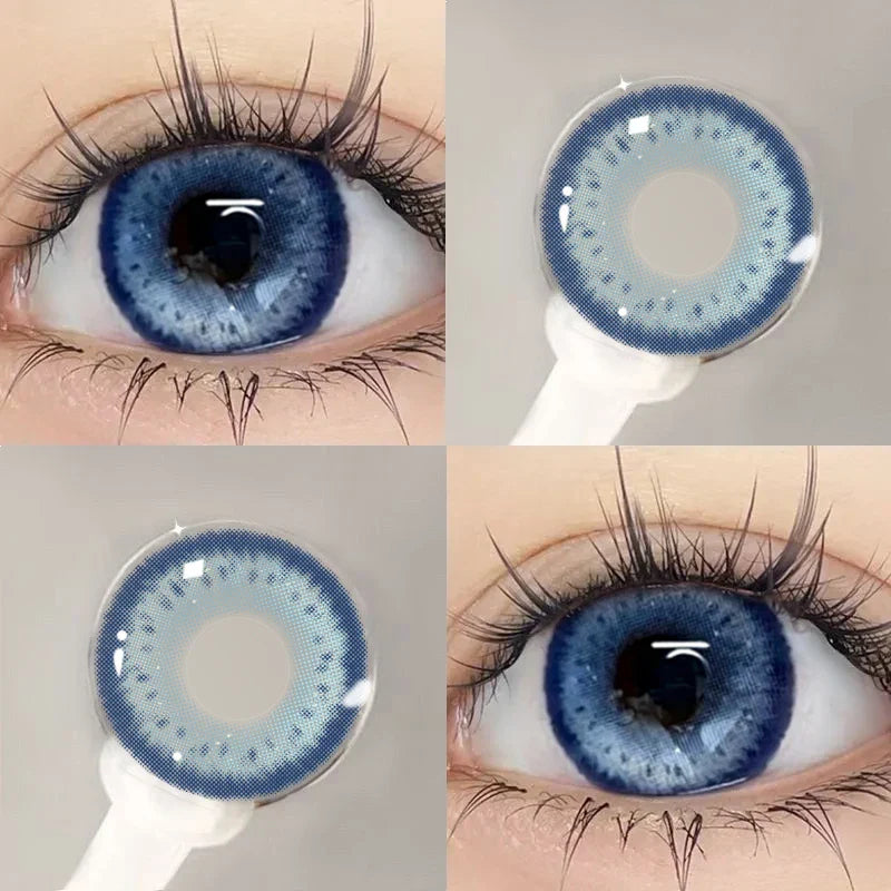 BXOXO 1Pair Blue Green Colour Contacts Lenses  Prescription Myopia Gray Eye Lenses Beauty Pupil Makeup Soft Lenses