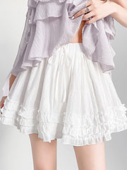 Bxoxo Korean Women Sweet Skirt High Waist Fashion Elegant White Mini Skirts Preppy Style Edible Tree Fungus Sexy Dance Skirts New