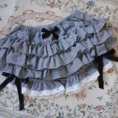 Bxoxo Y2K Sweet Lolita Tutu Skirts Women Japanese High Waist Kawaii Preppy Patchwork Dance Skirts Summer Cute with Bow Mini Cake Skirt