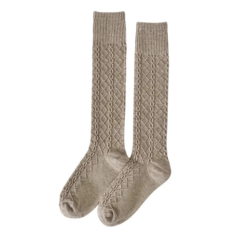 BXOXO Retro Women Stockings High Quality Japanese Style New Solid Color Knee High Socks For Women Korean Style Warm Casual Long Socks