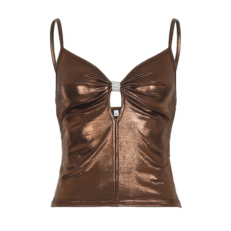 BXOXO Fine Flash Hollow Hook Front Retro Backless Camisole Tops Women Summer Sexy Chic Fashion Blouses