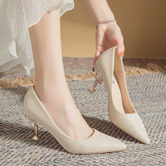 BXOXO Bling Gold Silver Pointed Toe Pumps Women Rhinesthone Thin Heels Party Wedding Shoes Woman Shallow High-Heeled Shoes