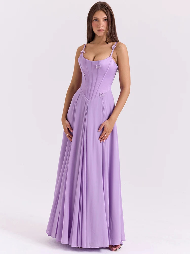 BXOXO  Sexy Butterfly Appliques Dress Women Patchwork Solid Draped Backless Sleeveless Elegant Midnight Club Party Vestidos