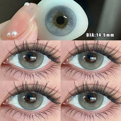 BXOXO 2Pcs New Colored Contact Lenses with Prescription Myopia Degree 0.00- 8.00 Grey Purple  Lens Eye Beauty Pupil Soft Lens