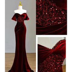 BXOXO CustomizedSexy Velvet Evening Dress Sweetheart Off The Shoulder Side Split Mermiad Sequins Fishtail Formal Occasion Bridesmaid G