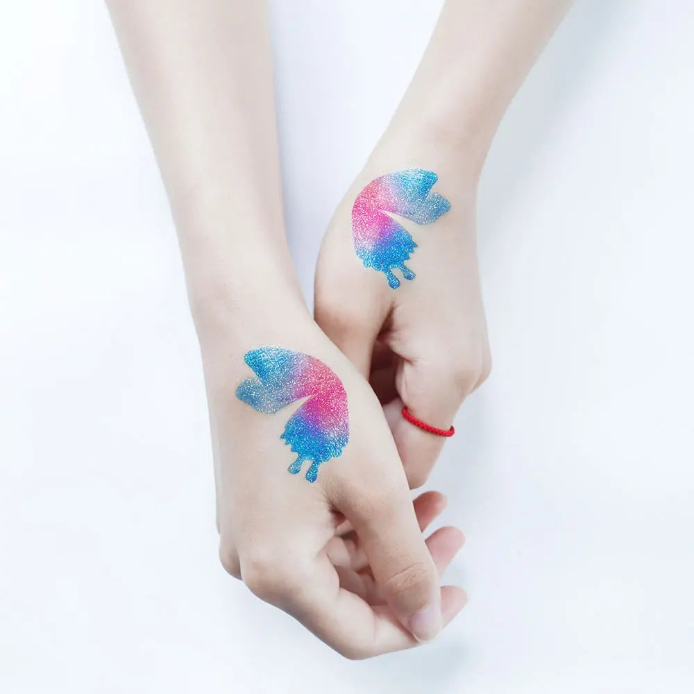 BXOXO 1 Sheet Flash Butterfly Temporary Tattoo Sticker for Eye Face Makeup Fairy Body Art Waterproof False Tattoo for Women