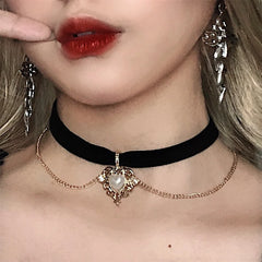 BXOXO Vintage Velvet Chain Choker Necklace Gothic Heart Imitation Pearl Pendant Collar Women Clavicle Chain Necklace Party Jewelry