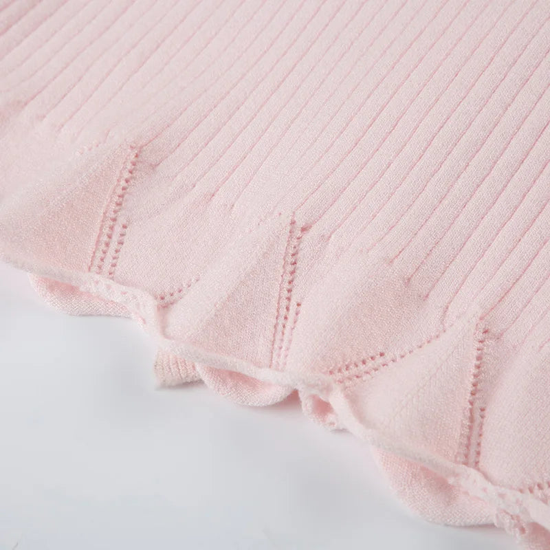 Bxoxo Fairycore Clothing Top y2k Women Ruffle Lace Patchwork Long Sleeve Knitted T Shirt 2000s Coquette Clothes Streetwear