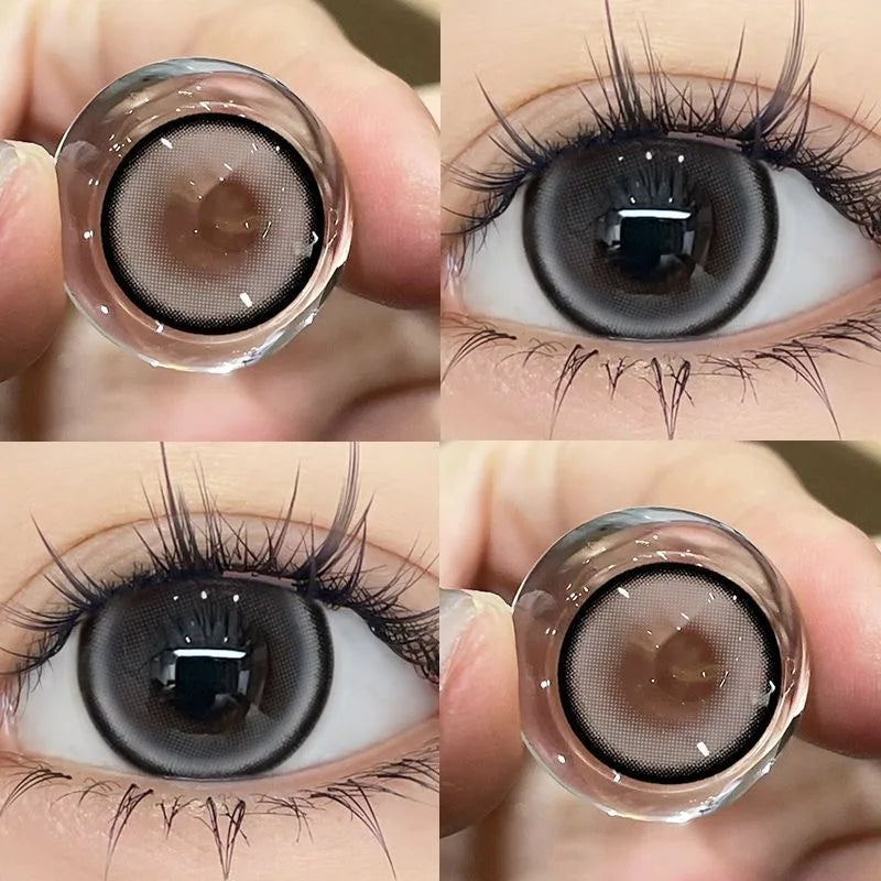 BXOXO 1Pair Myopia -0.00 to -8.00 Colour Contacts Lenses Natural Black Eye Lenses Beauty Pupil Blue Gray Lenses