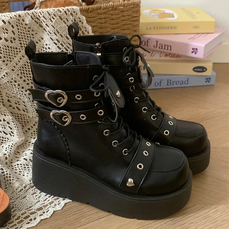 BXOXO Women's Boots Autumn Women Ankle Boots Platform Wedges High Heels Short Boots New Fashion Design Zip Cosplay Shoes of Women