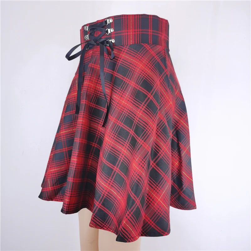 Bxoxo Gothic Black Skirt Japanese-Style Hipster Black JK Bubble Women's Lace-up Back Zip Ins Girl's Pleated Mini Skirt