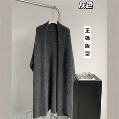 Bxoxo New Imitation Mink Coat Slimming Autumn And Winter Loose Fitting Long Sweater Thickened Lazy Knitted Cardigan Jacket White