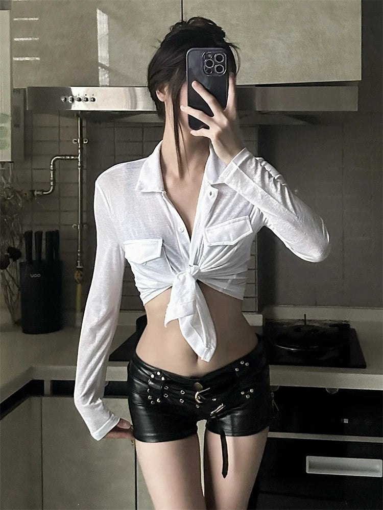 Bxoxo New sexy low waist PU leather pants artificial lederhosen summer elastic belt casual shorts women