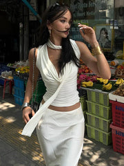 BXOXO Solid Tank Summer New Women Sexy Sleeveless V-Neck Lady Top Fashion Bandage Streetwear Casual Slim Tank Elegant Knitted Clothing