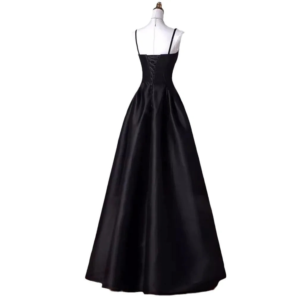 BXOXO New And Simple Evening Dress For Women Stain Spaghetti Strap V-neck Elegant Sexy Prom Dress For Banquet Vestidos